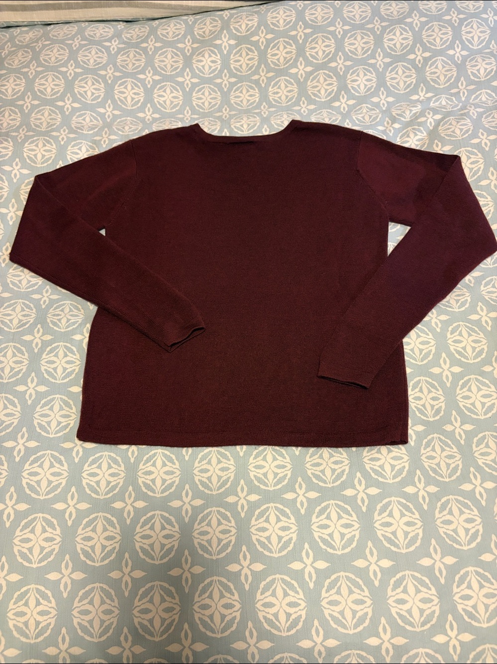 Vintage LL Bean Maroon Merino Wool Crewneck Sweater - Picture 5 of 6